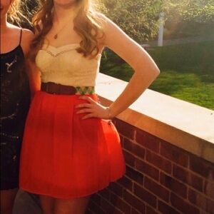 Strapless Sweetheart Lace Mini Dress with Belt